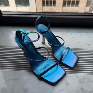 MARC FISHER LTD Iridescent Blue Strappy Heels
